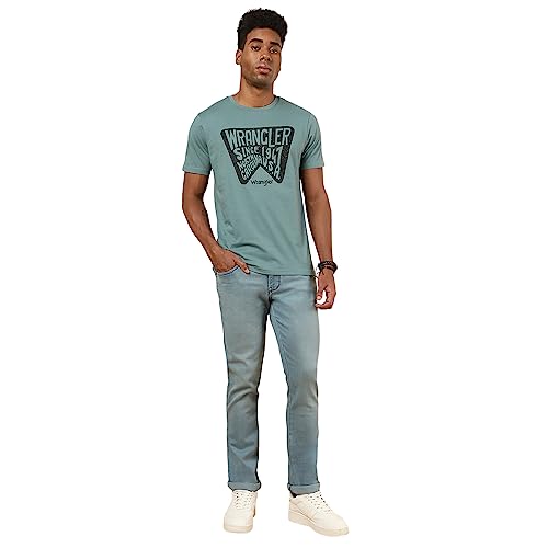 Image of Wrangler Men's Graphic Print Green T-Shirt (Regular)