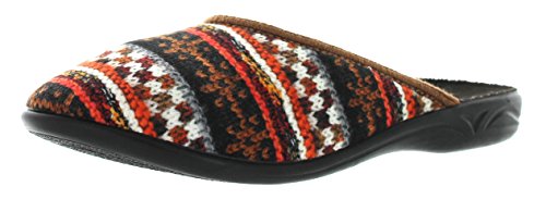 Womens Comfortable Cozy Closed Toe Knit Print Slippers