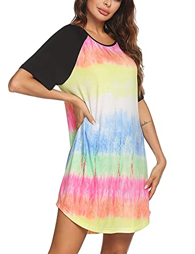 Image of Ekouaer Sleep Shirts for Women Short Sleeve Night Shirts for Sleeping Pullover Nightgown Soft Nightdress S-XXXL