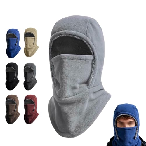 Unisex Windproof & Warm Balaclava,Thickened One-Piece Winter Hood Face Mask,3 in 1 Multi-Functional Windproof Winter Hat (DE/NL/SE/PL, Alphanumerisch, Einheitsgröße, Light Gray)