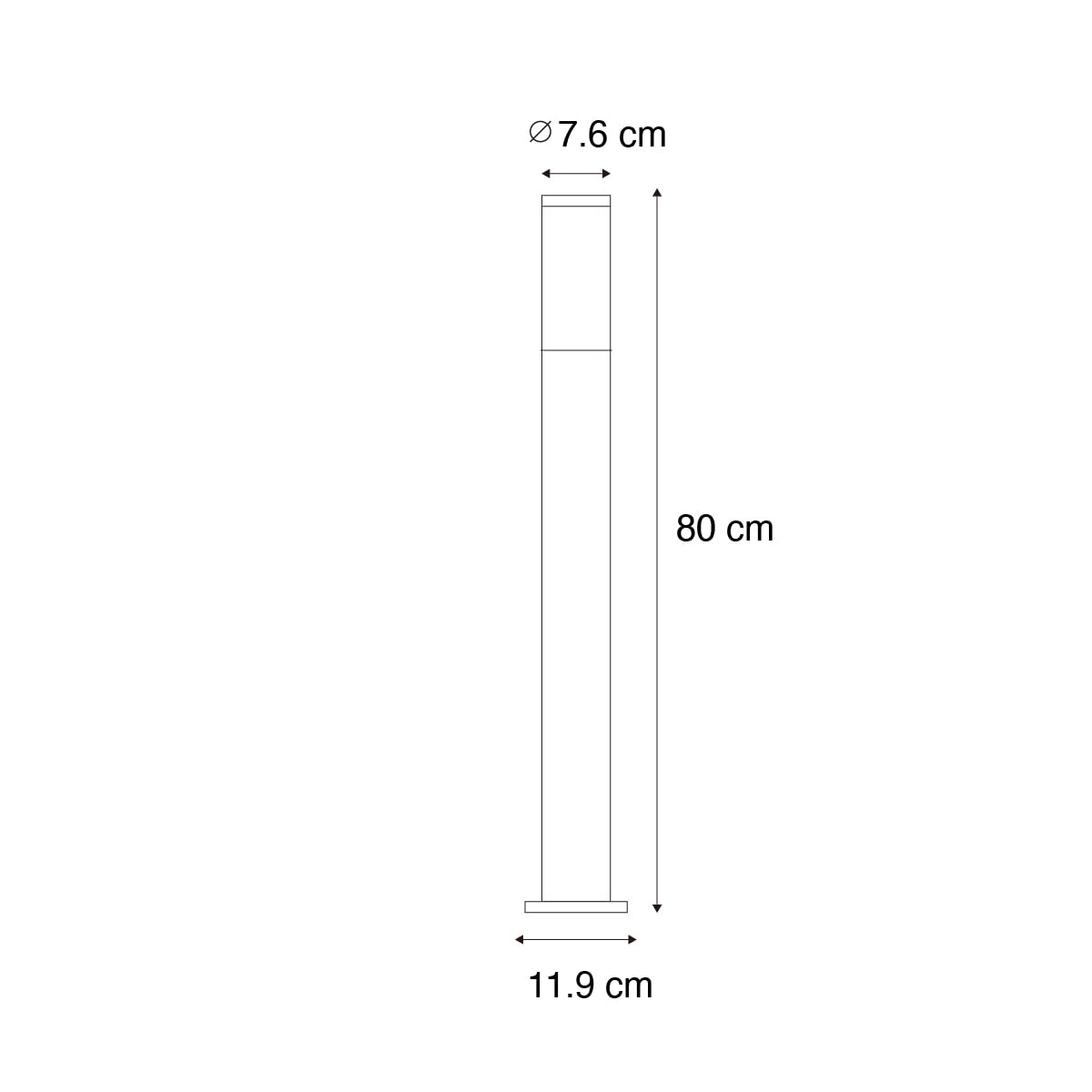 Qazqa Moderno Lámpara de poste moderna para exteriores de acero con opalino 80 cm IP44 - Rox Acero/Plástico Alargada Adecuado para LED Max. 1 x 20 Watt