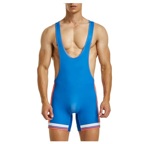 Jueshanzj Roupas de treinamento, macacão esportivo masculino de luta livre, Azul, M