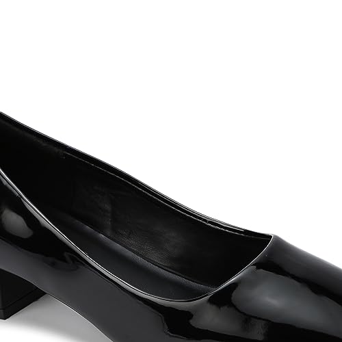 Image of Marc Loire Women Square Toe Solid Block Heel Pumps for Office, Party and Formal Wear
