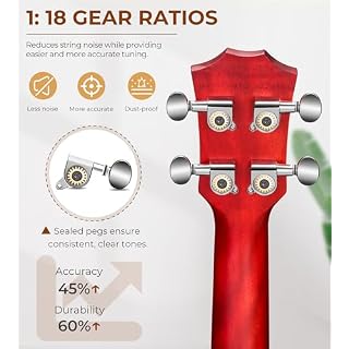 Vangoa Tenor Ukulele for Beginners, 26 Inch Ukulele Kit Mahogany Bundle Professional Hawaiian Starter Uke Kit with Gig Bag, Red - Les Beatles, Paul McCartney, John Lennon, RIngo Starr, George Harrison Vangoa Tenor Ukulele for Beginners, 26 Inch Ukulele Kit Mahogany Bundle Professional Hawaiian Starter Uke Kit with Gig Bag, Red – Image 3