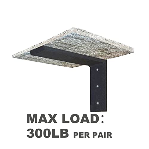 Image of WINKER Countertop Support Bracket 1 Pack Heavy Duty 3 /8 inch Thick Hidden L Shelf Bracket 10 inch x 6 inch x 2.5 inch Metal Corbels for Quartz /Granite /Wood /Concrete /Laminate Countertops, Black