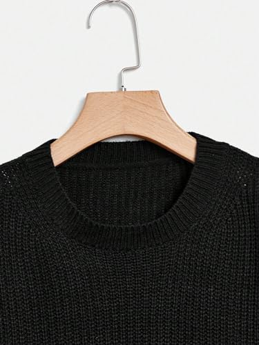 Image of WDIRARA Women's Plus Size Round Neck Long Sleeve Crop Sweater Ribbed Knit Pullovers