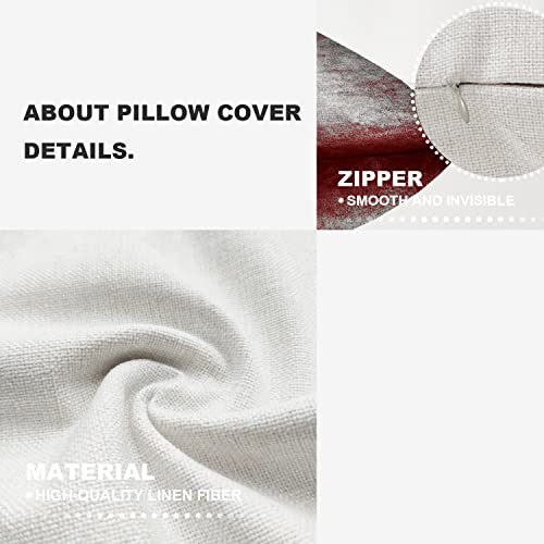 Shrahala Gray Black Grey Decorative Pillow Covers, Abstract Art Maroon Decorative Linen Throw Pillow Covers 18 X18 Solid Burlap Cushion Covers For Bed Couch Sofa Bench Car Set Of 2 #TOP3