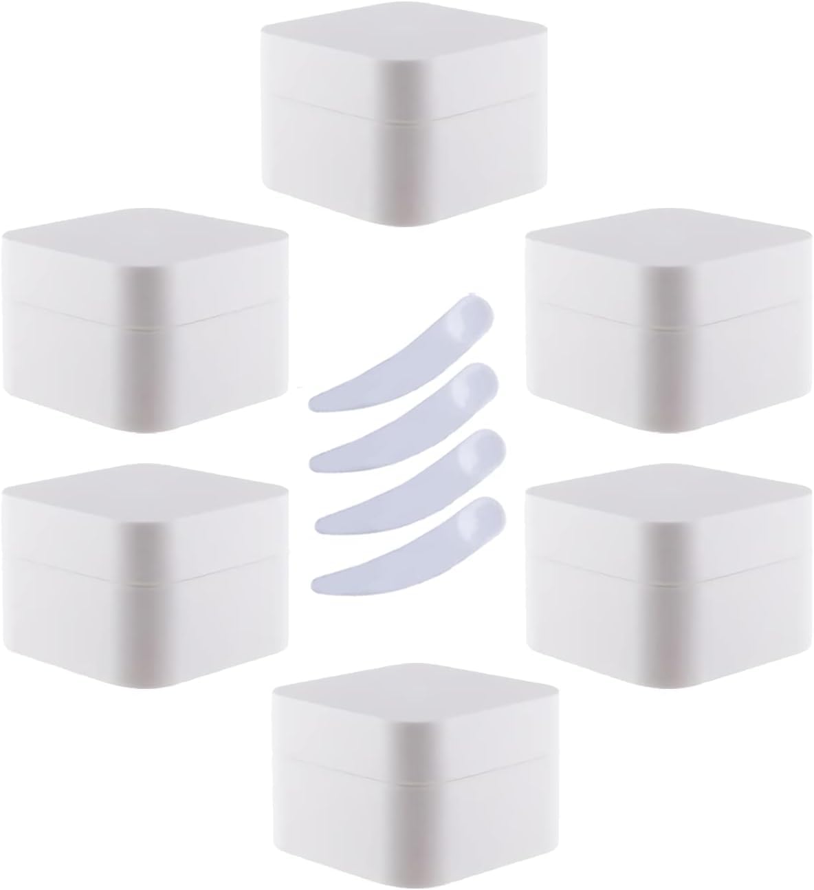FLYIODFCXV cosmetic jar, Pack of 6,Square Blue Plastic Cream Jars Cosmetic Pots with Inner Liner Containers for Lip Balm, Lotion(White,10ml)