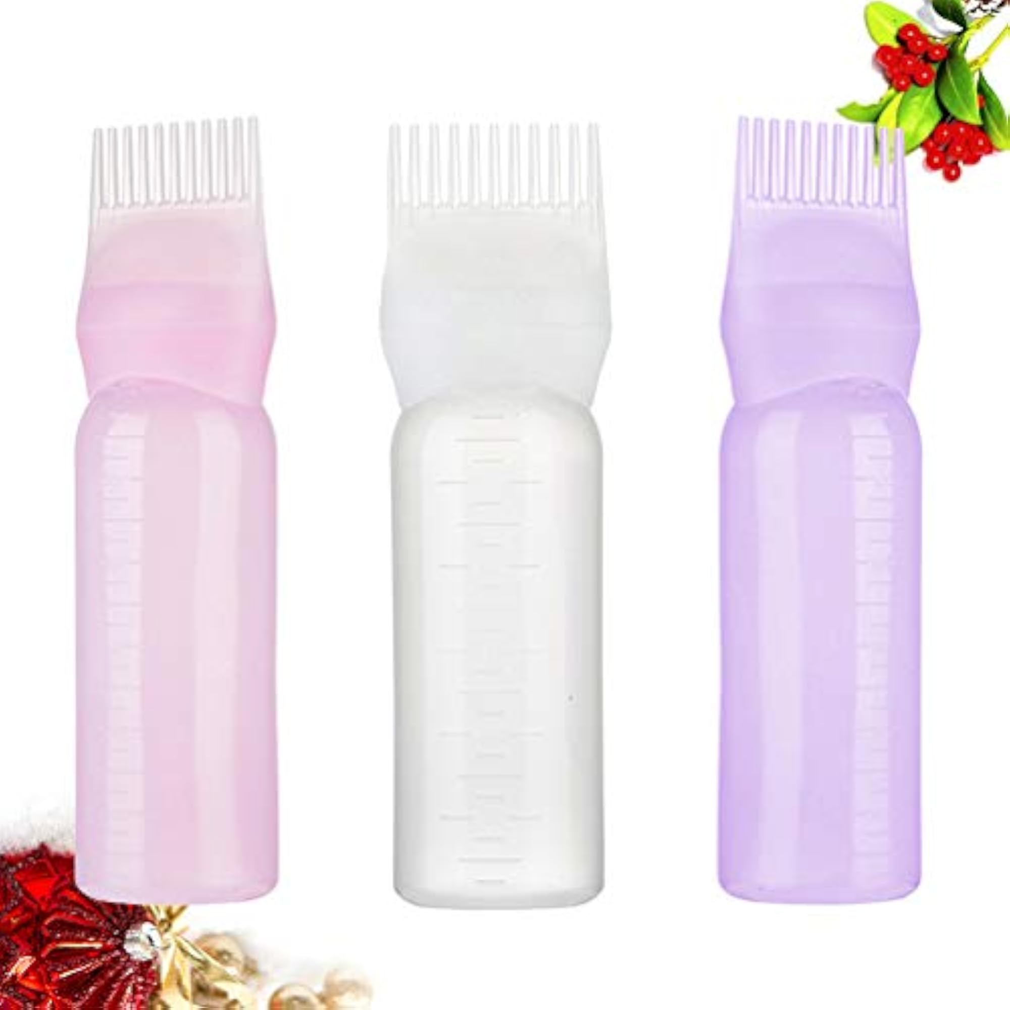 3pcs Hair Dye Bottle Root Comb Applicator Set