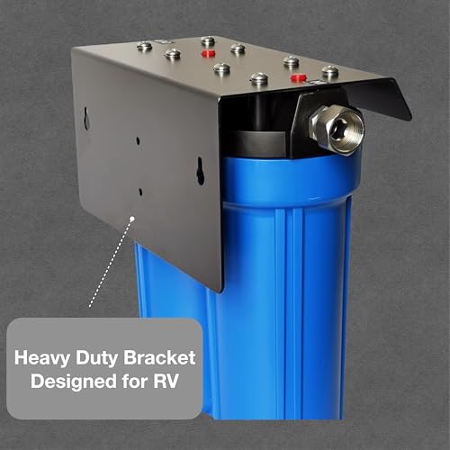 Image of DuoPro X2 Two-Stage RV Fresh Water Filter System, High Flow, NSF Housings, 3 /4 inch GHT Garden Hose Fittings, Reduce Sediment, Chlorine, Odor, Heavy Duty Mounting Bracket, Blue