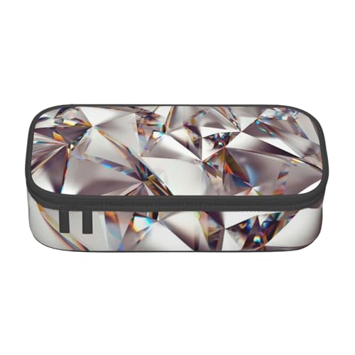 YounPrenG Federmäppchen, bedrucktes Federmäppchen mit großer Kapazität, Federtasche, Bleistifthalter für Büro und Schule,Glitzer Abstrakt Diamant Kristall Muster Gedruckt