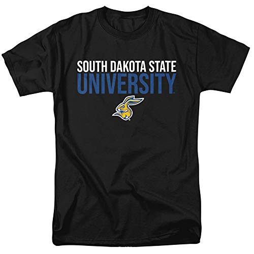 South Dakota State University Official Stacked Short Sleeve Mens Cotton T-Shirt Black 2X-Large