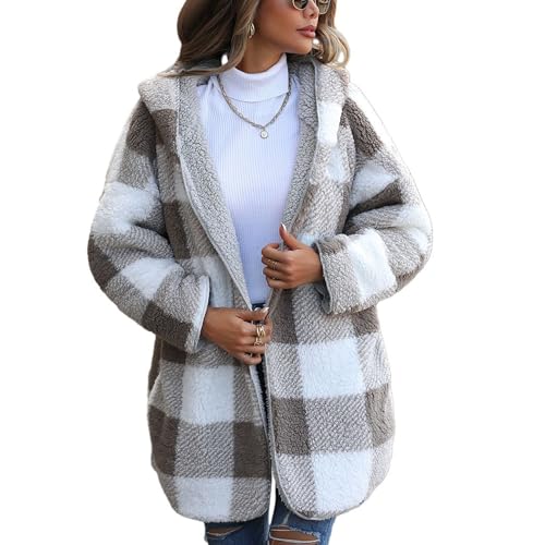 Women's Winter Fleece Coat Warm Top Open Front Fuzzy Sherpa Fall Thick Casual Loose Date Night Cozy Coats