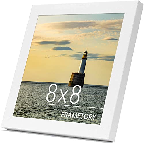 Frametory, 8X8 Picture Frame - Composite Wood With Glass - Square Photo Frame Horizontal And Vertical For Wall And Tabletop (White, 2 Pack) #TOP1