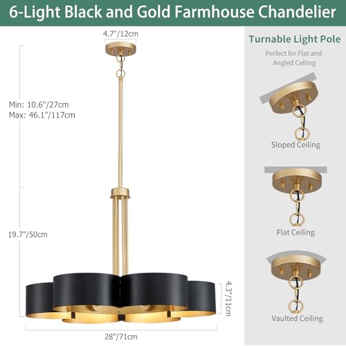 Avzkcy Modern Black Chandelier 6-Light Adjustable Height Pendant Lighting by Avzkcy - Used condition - Image 2