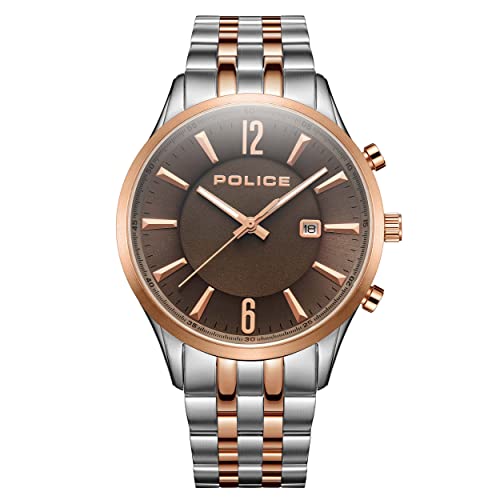 Montre Laser Police homme en acier bicolore avec cadran gris chaud PEWJH2194441
