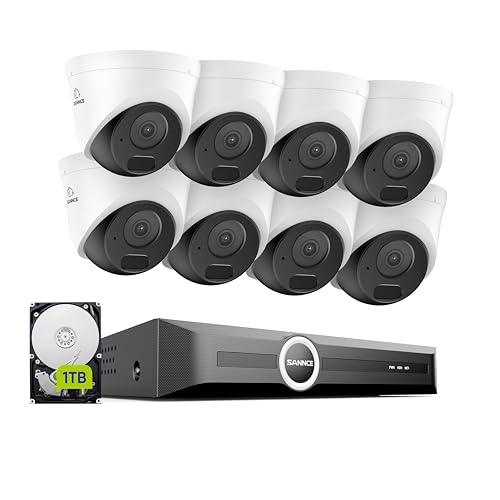 SANNCE 8CH POE CCTV Security Camera System, 6MP Network Video Recorder PoE 8 Channel NVR with 8x 3MP Outdoor Home Security IP Cameras and 1TB HDD Audio Recording