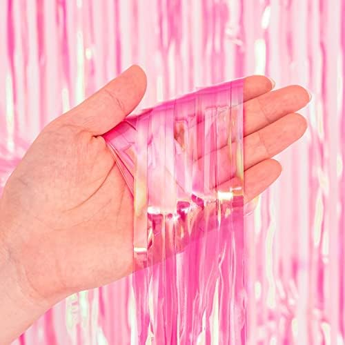 2PCS Rose Gold Foil Fringe Curtain Girls Party Backdrop Decorations - BRAVESHINE 3.2x8.2ft Tinsel Curtains Glitter Photo Booth Props for Birthday Valentines Hen Do Wedding Bridal Shower Wall Streamers