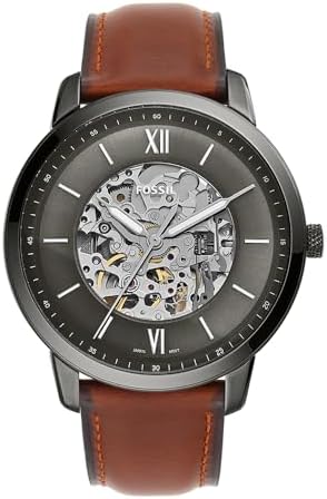 Fossil Men's Automatic Watch, Analog Display And Leather Strap - Me3161