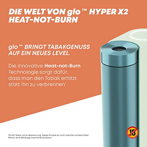 GLO-hyper-X2-Tobacco-Heater-Electric-Tobacco-Heater-for-Classic-Cigarettes-Flavour-Alternative-to-E-Cigarette-Easy-Cleaning-Up-to-22-Sticks-per-Battery-Charge-MintBlue-Green
