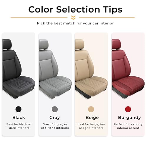 Image of Black Panther 1 Pair Front Seat Covers Luxury Faux Leather Bottom Seat Cushions, Anti-Slip and Wrap Around The Bottom, Fit 95% of Vehicles - Black