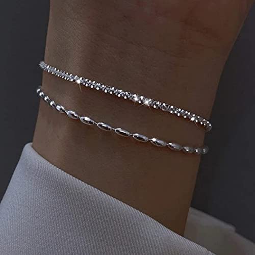 Mideeo Silver Twisted Rope Chain Bracelet Dainty Rope Chain Bracelets Wristband Twisted Bracelet For Women Simple Charm Hand Jewelry #TOP3