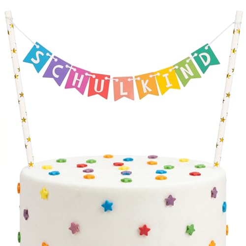 Torten Topper Einschlung Cake Topper Einschulung Kuchen Topper Schulanfang Schulkind Tortendeko Schulkind Kuchen Deko Mini Girlande Cake