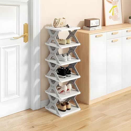 HUYFGDYSA 6 Tier Kids Shoe Rack, Collapsible Shoe Rack for