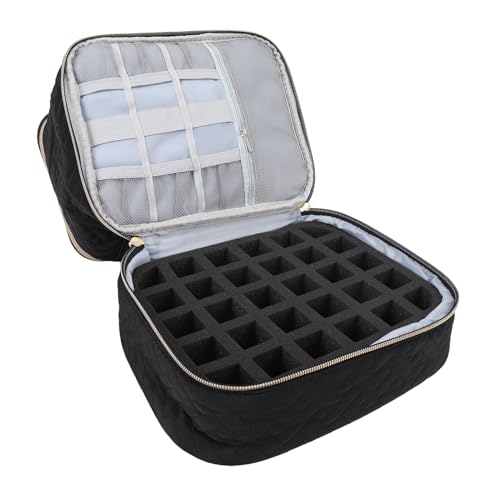 Organizador de Esmalte de Uñas, Estuche Portátil de Doble Capa para Esmalte de Uñas, Capacidad para 30 Botellas, Estuche de Esmalte de Uñas con Diseño de Divisor Extraíble,