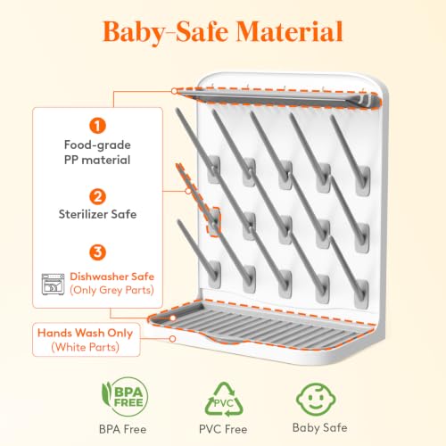 Image of Lifewit Large Baby Bottle Drying Rack 15 Hooks, Newborn Essentials Must Haves, Bottle Storage Organizer for Countertop, Cabinet, Rack Dryer Holder for Pacifiers, Pump Parts, Baby Stuff (Pack of 2)