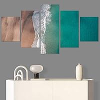 SIGNWIN 5 Panel Canvas Wall Art Aerial Beach Beach Coastal Cool Minimalism Multicolor Photography Relax/Calm for Home Decorations Ready to Hang - 60