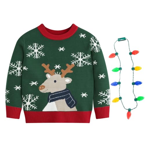 Image of Light Up Ugly Christmas Sweater Kids Girls Boys Snowman Reindeer Xmas Holiday LED Pullover Sweater 2-9 Yeas Old