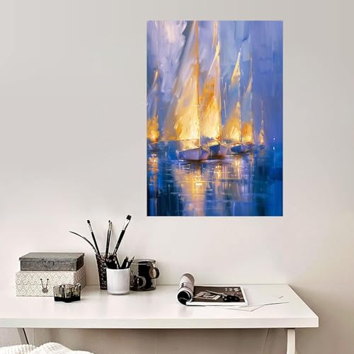 Tableau de bateaux à voile WODJEM 70x90cm pour sublimer votre mur moderne - 3