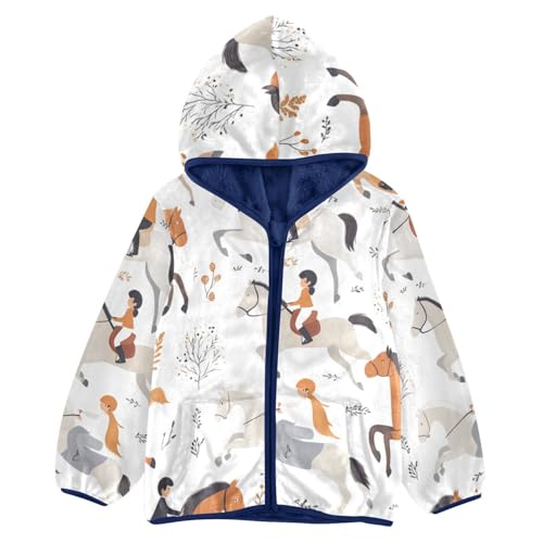Children's Equestrian Girls Fleece Jacket Girls Fall Jacket Girls Zip Up Hoodie Girls Sherpa Jacket 2-10T