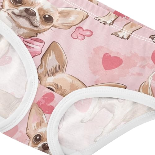 Wusikd Chihuahuas Girls' Underwear Cotton Pink Heart Girls Briefs Soft Toddler Underwear 2T4