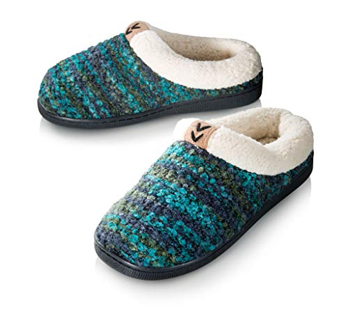 Pupeez Girls Knitted Fleece Lined Clog Slippers Blue 13/1