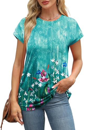Image of Alaroo Womens Summer Tops Short Sleeve Shirts Crew Neck Cute Trendy Tunic Blouses (S-3XL)