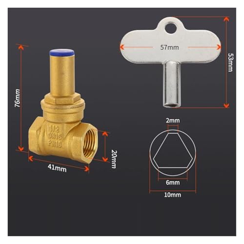 Válvula de compuerta de latón DN20 con llave triangular de seguridad para contador 3