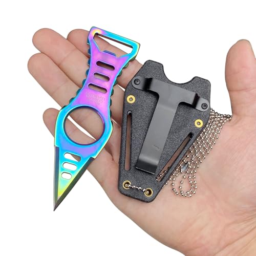 Image of Neck Knife with Sheath and Necklace, Mini Fixed Blade Knife Necklace for Men, Ultra Small Pocket Knife EDC Tools Cool Gadgets for Camping, Backpacking, Hiking, Survival