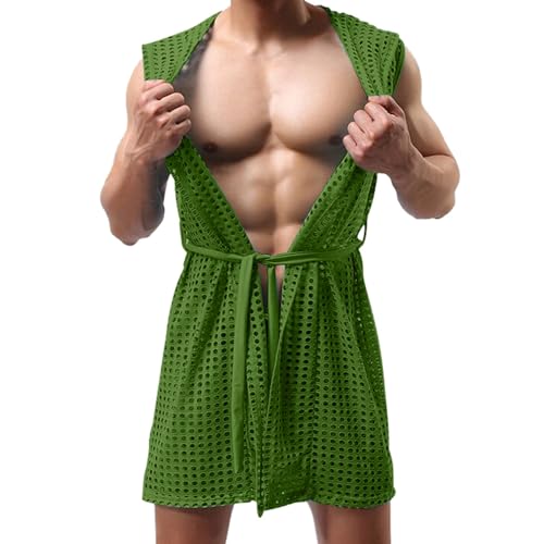 Albornoz de malla para evitar el calor bata cárdigan hueco transpirable hombre