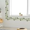 Autocollants Muraux Vigne Fleurs Verts - Lot De 3 - Style Botanique Avec Paillettes