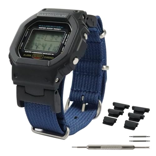 [バンビ] Amazon.co.jp限定 G対応 時計ベルト ナイロン NATOベルト 交換用工具 フィットパーツセット 14mm 16mm 18mm 20mm ステンレス美錠 ブルー MG001SS