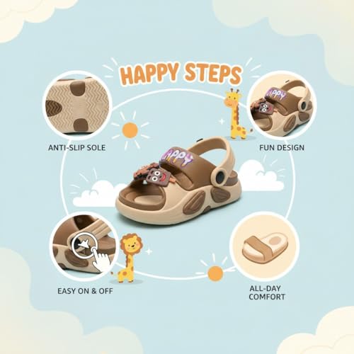 Image of GLJ Kids Comfort Clogs Sandals for Boy and Girl, 1 to 14 Years, Two-Strap Design, Easy to Wear Slip On, Dust and Waterproof, 1100