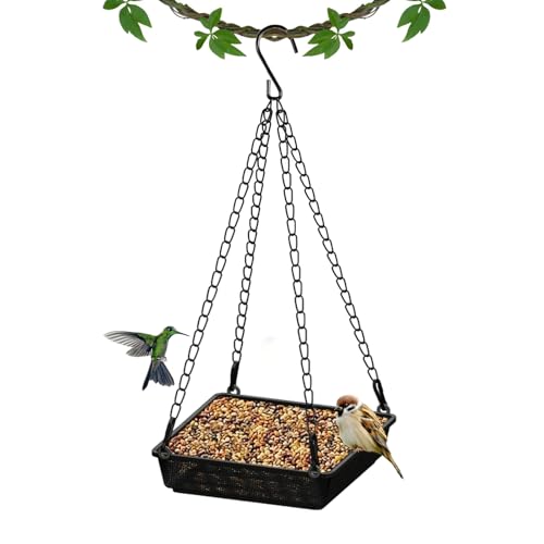 Hanging Bird Feeder, Platform Bird Feeders for Outdoors, Metal Mesh