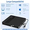 BNEHHOV Lecteur CD DVD Externe avec USB 3.0 Type-C Graveur DVD Externe CD DVD +/-RW Lecteur Portable pour Ordinateur Portable Bureau PC et Mac OS pour MacBook pour Windows 11/10/8/7/XP Linux OS