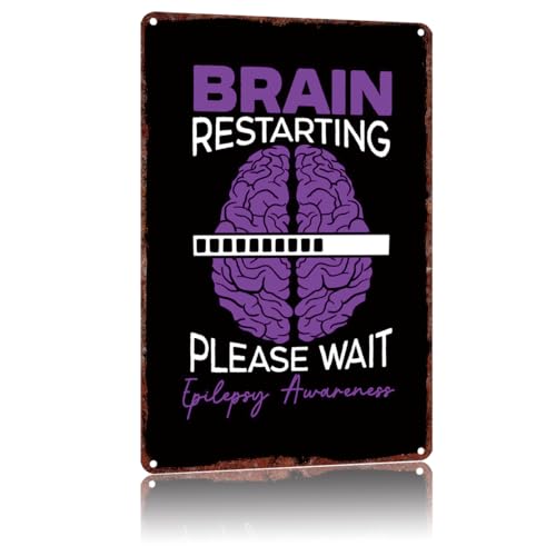 Brain Restarting Epilepsy Funny Metal Tin Sign Vintage Bath Bathroom Laundry Room Decor Wall Signs 8X12Inch