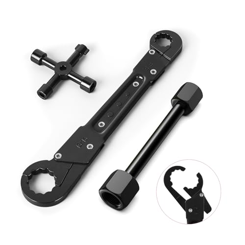 Oriflame Angle Stop Wrench Kit: Adjustable Plumbing Tool Set for 15/16″, 5/8″, 3/8″, and 1/2″ Compression Fittings, Ideal for Faucet, Sink, Toilet, Pipe, Shower Valve Installation and Removal (Black)