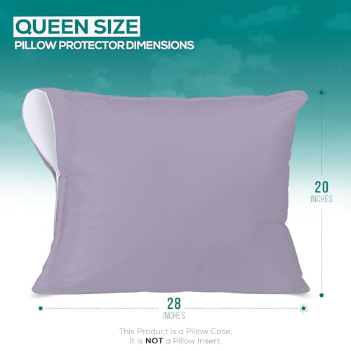 Image of Utopia Bedding Premium 100% Waterproof Pillow Protectors with Zipper Queen Size (Set of 2), Bed Bug and Dust Mite Proof Zippered Pillow Covers, Pillow Encasement Cases, Lavender