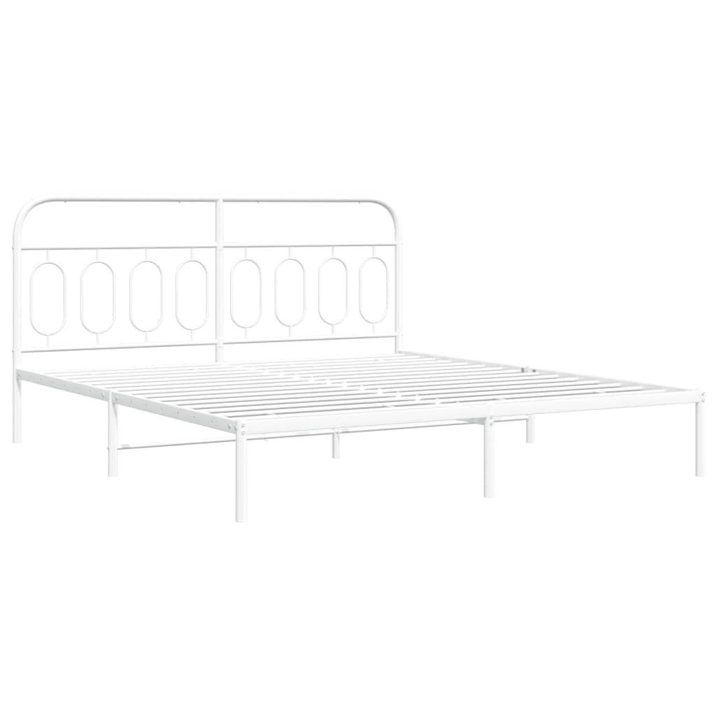 Vidaxl (White, 160 X 200 Cm/ With Headboard) Metal Bed Frame With Headboard And Footboard Bed Base Black 120X200 Cm