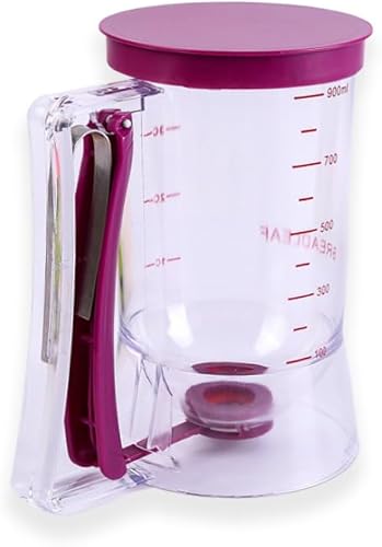 Dispensador de masa para panqueques, máquina para hacer cupcakes con etiqueta medidora, dispensador de masa de cupcakes sin desorden con mango para